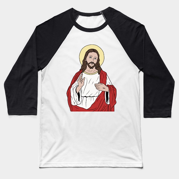 Jesus Baseball T-Shirt by valentinahramov